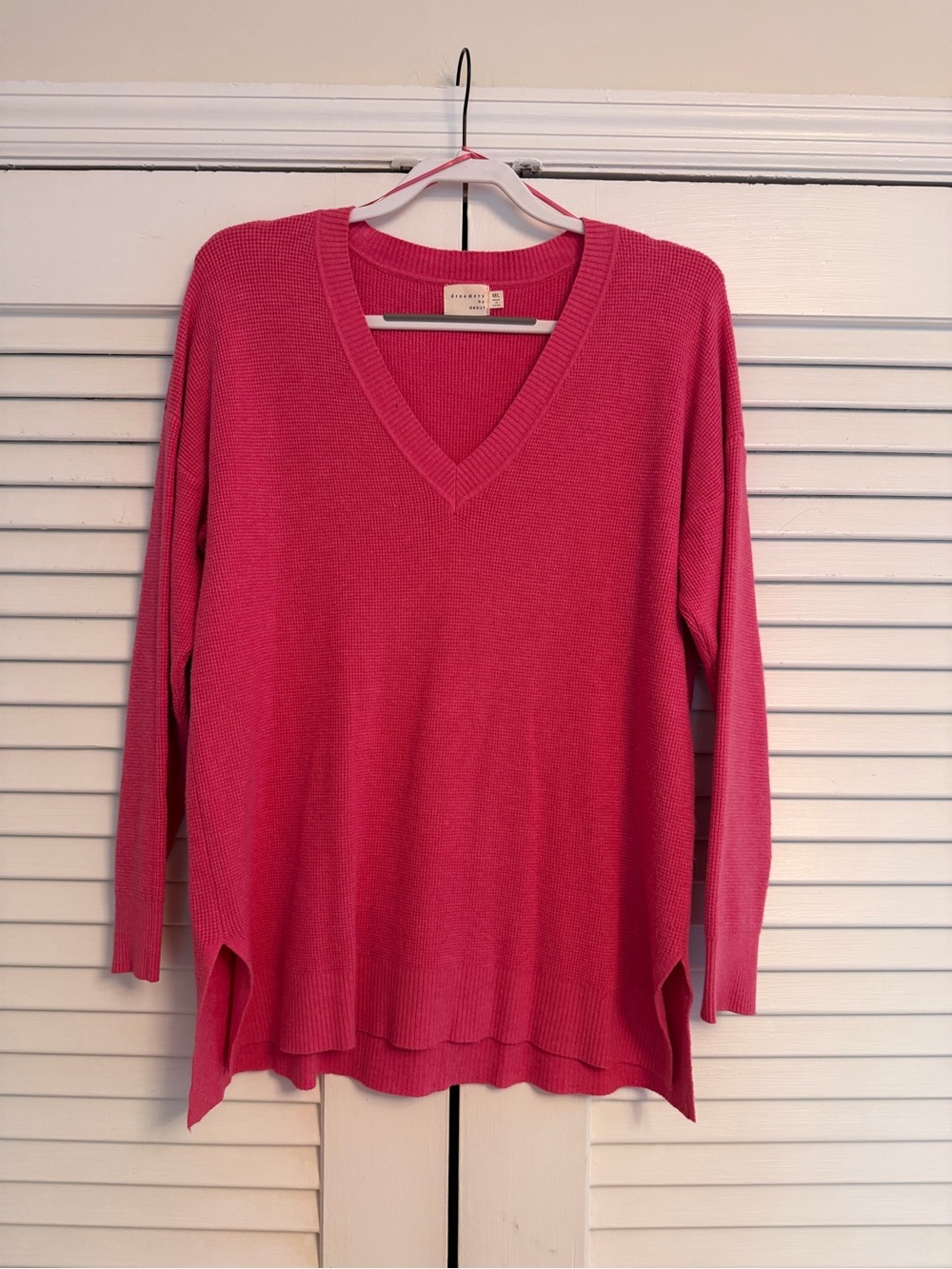 Caslon Relaxed V-Neck Sweater in Bright Pink
